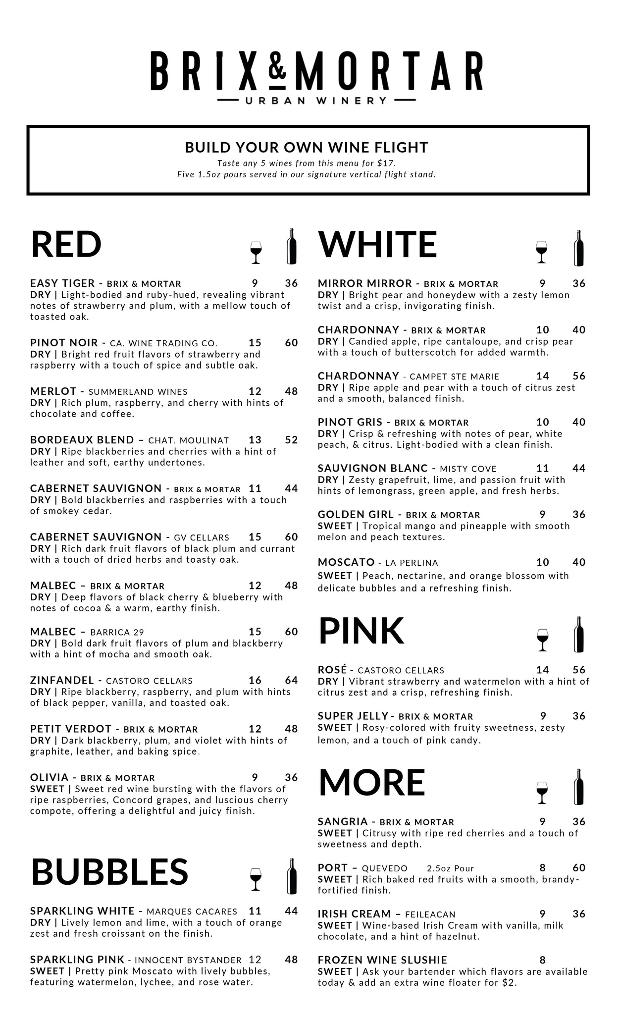 Menu – Brix & Mortar Urban Winery